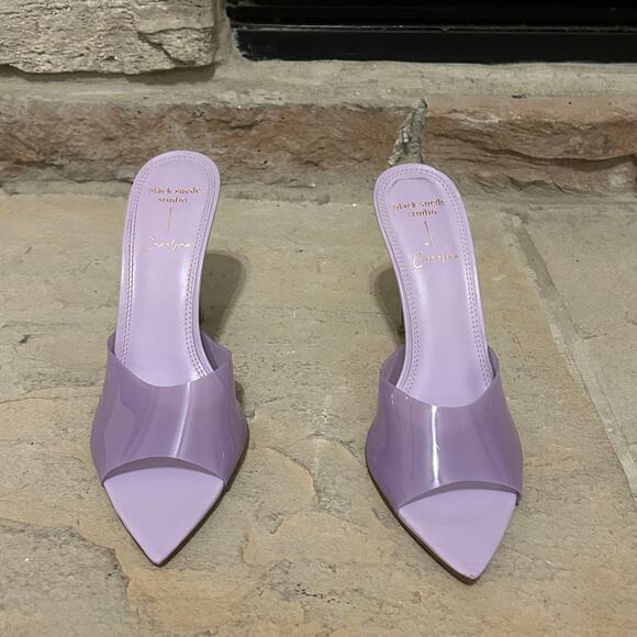 Black Suede Studio Bella High-heel Mule Lavender Sz 39 Baddie Glam Pointed Toe - Picture 4 of 8